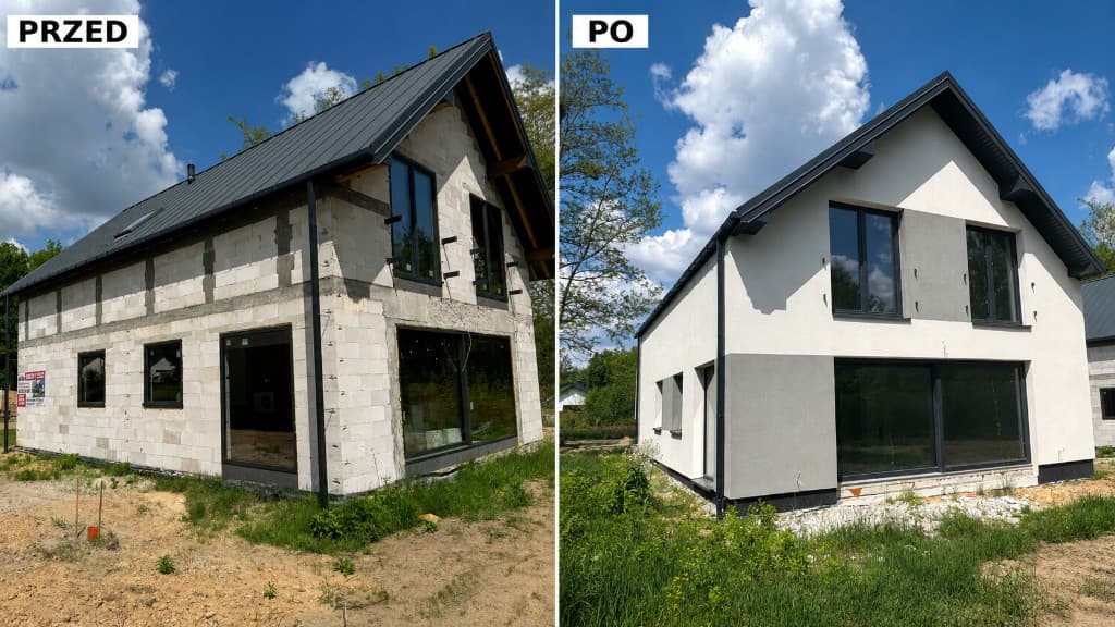 Realizacja Elewacja i ocieplenie domu jednorodzinnego - Jachranka, Jachranka - KRYS-BUD